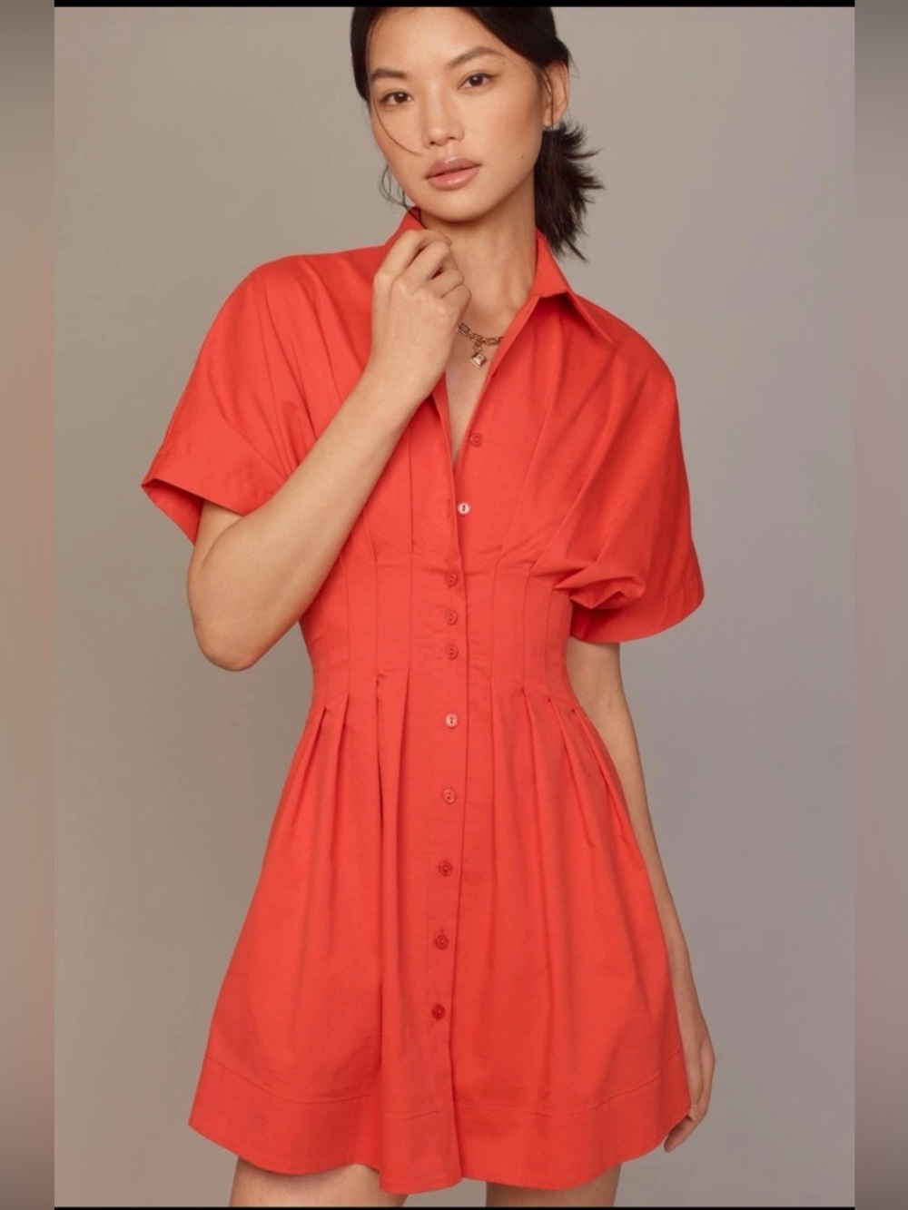 Tobie Pleated Shirt Mini Dress